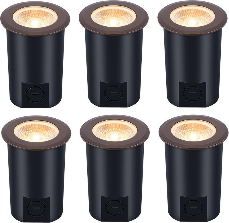 CLOUDY BAY [6 Pack] 9W LED Landscape Well Lights,2700K/3000K/3500K/4000K/5000K Selectable,Low Voltage 12V/24V Ground Lighting,Waterproof Outdoor In Ground Lights for Uplights,Bronze - Image 1